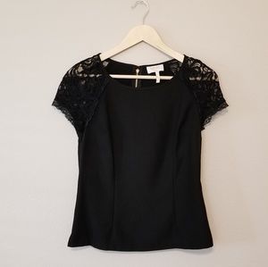 Laundry by Shelli Segal Black Lace Sleeve Top 2